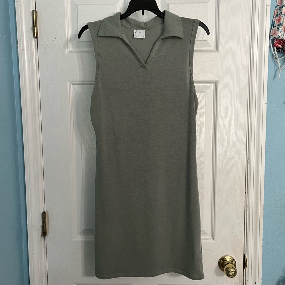 CUTE Sage Green Collard Dress